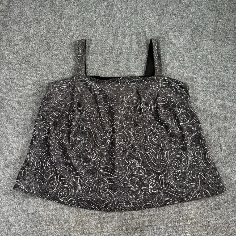 Coldwater Creek Top Women 3X Black Silver Paisley Metallic Glitter Party Holiday